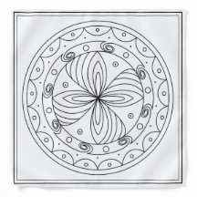 Trypillian Flower Rosette White Silk Bandana
