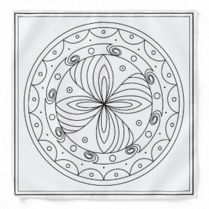 Trypillian Flower Rosette White Silk Bandana