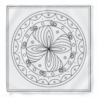 Trypillian Flower Rosette White Silk Bandana