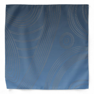 Trypillian Macro Waves Denim Blue Gold Line Bandana