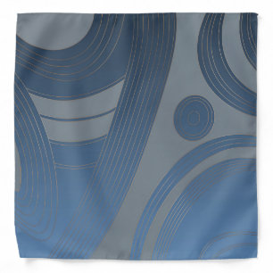 Trypillian Macro Waves Denim Blue Silk Bandana