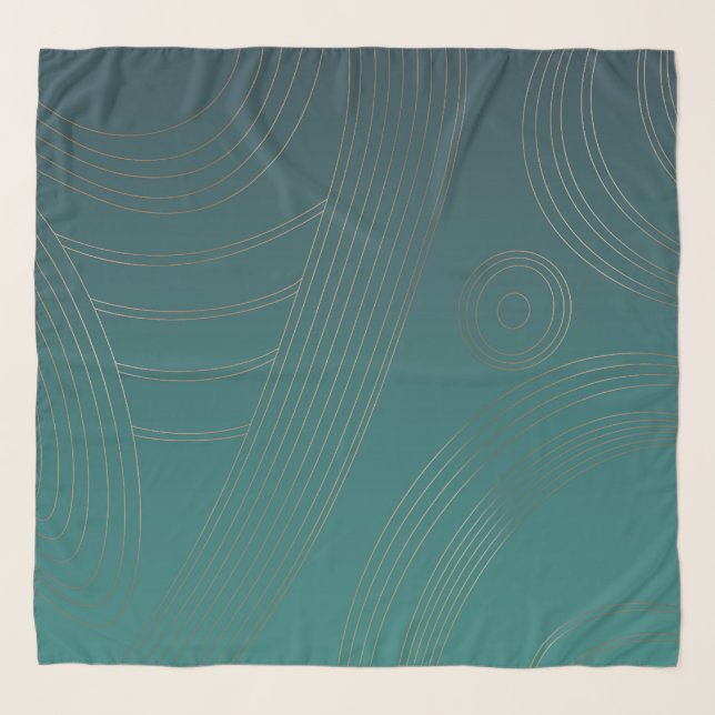 Trypillian Macro Waves Emerald Teal Ethno Scarf (Front)