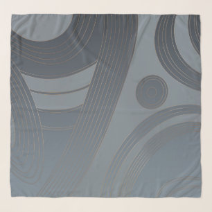 Trypillian Macro Waves Slate Silver Contrast Ethno Scarf