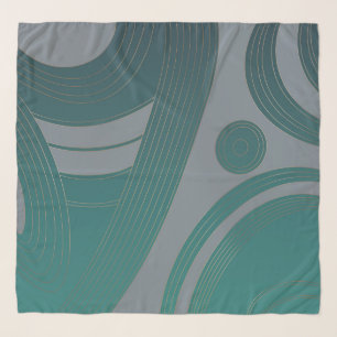 Trypillian Macro Waves Teal Silver Contrast Ethno Scarf