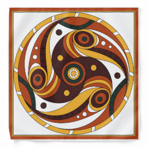 Trypillian Sacred Serpent Medallion White Silk Ban Bandana