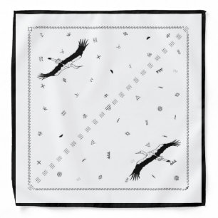 Trypillian Sacred Symbols Black White Bandana