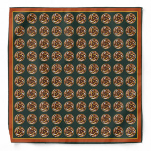 Trypillian Serpent Spiral Grid Pattern Dark Green Bandana