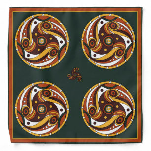 Trypillian Serpent Swirl Dark Green Ethno Bandana