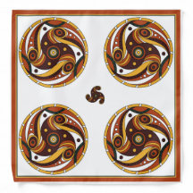 Trypillian Serpent Swirl White Ethno Silk Bandana
