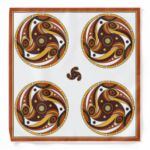 Trypillian Serpent Swirl White Ethno Silk Bandana