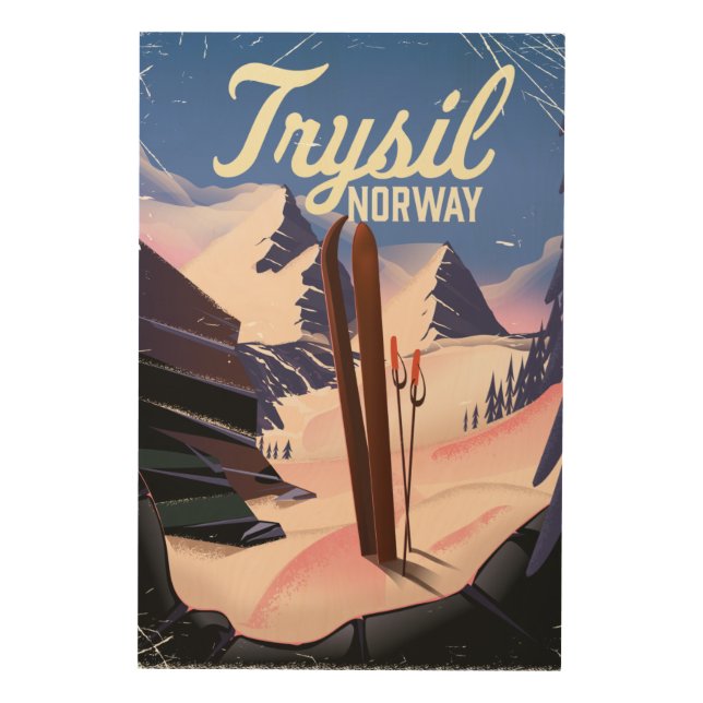 Trysil Norway ski Wood Wall Art (Front)