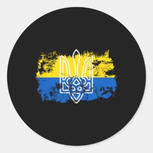 Tryzub Stand United With Ukraine Trident Ukrainian Classic Round Sticker