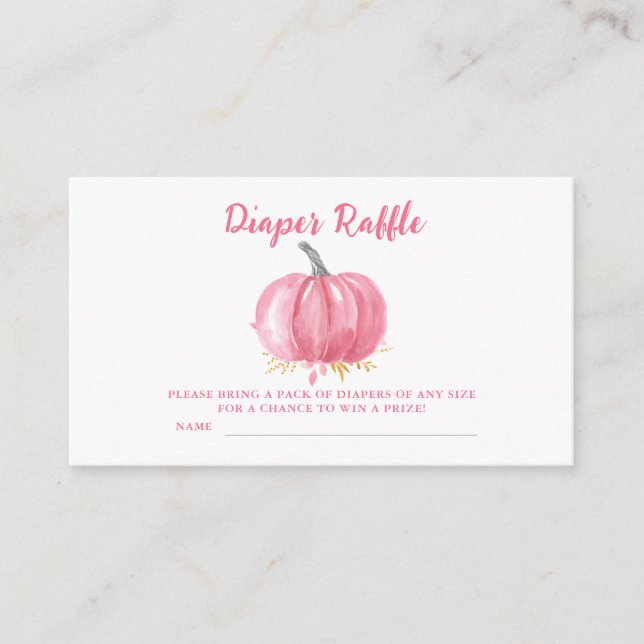  t's a Girl Fun Pink Pumpkin Diaper Raffle Ticket  Enclosure Card (Front)