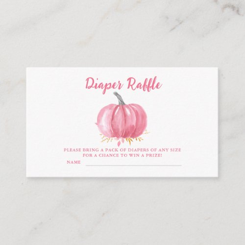  ts a Girl Fun Pink Pumpkin Diaper Raffle Ticket  Enclosure Card