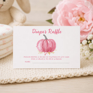 t's a Girl Fun Pink Pumpkin Diaper Raffle Ticket Enclosure Card