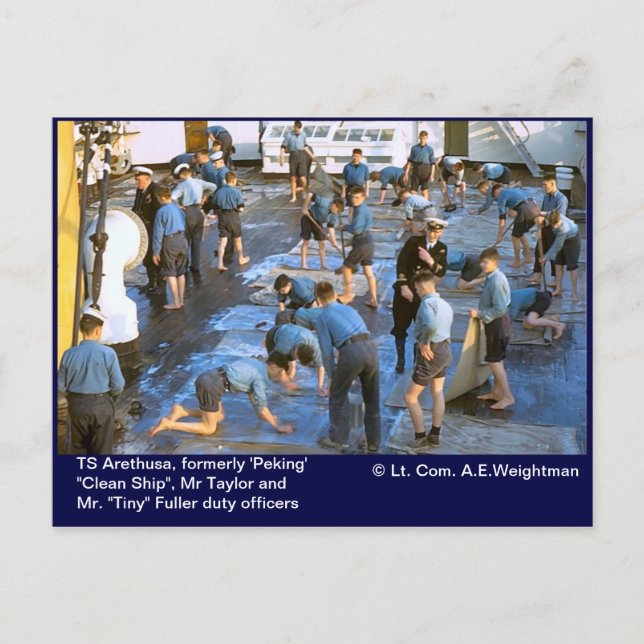 TS Arethusa, formerly 'Peking' "Clean Ship", Postcard (Front)