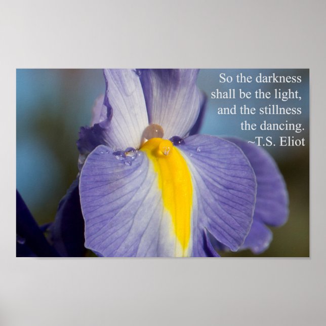TS Eliot Quote Water Drop on Iris Poster (Front)