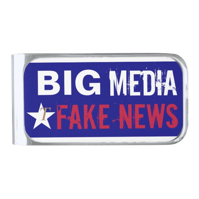 T's for Trump Big Media Fake News  Silver Finish Money Clip (Front)