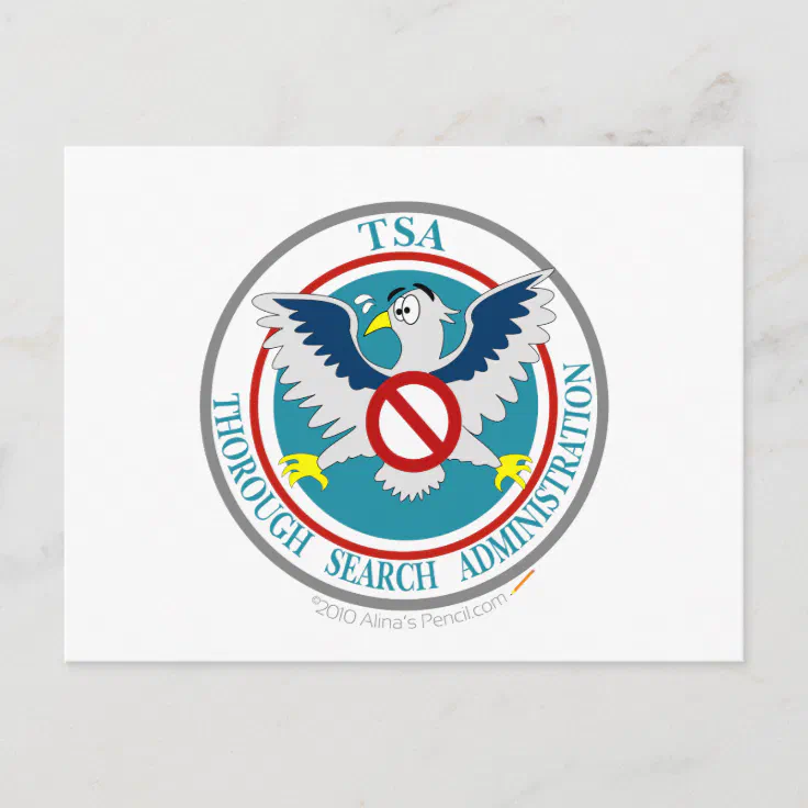 TSA Funny Logo with Cartoon Eagle Postcard | Zazzle