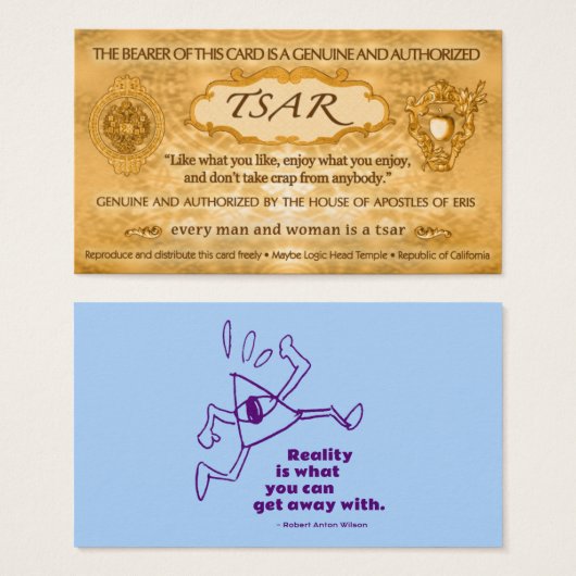 TSAR Card from Robert Anton Wilson (100 cards) (Front & Back)