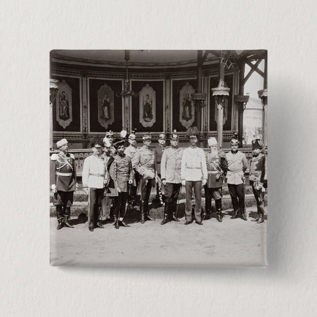 Tsar Nicholas II (1868-1918) standing in the garde Button (Front)