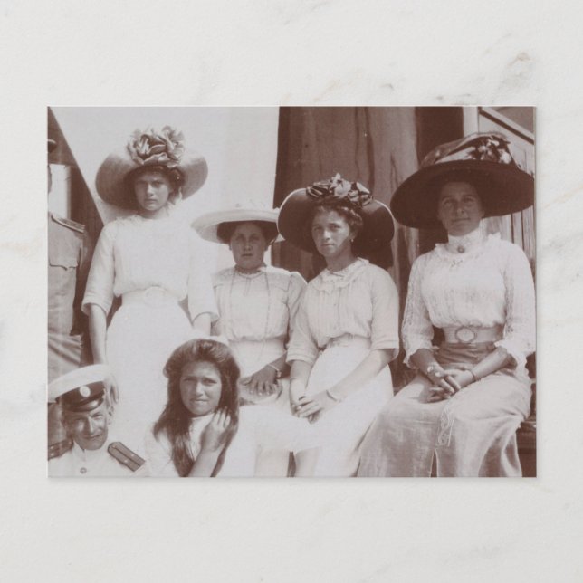 Tsarina of Russia & Olga, Tatiana, Marie Romanov Postcard (Front)