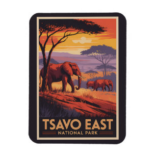 Tsavo East National Park Kenya Illustration Travel Magnet