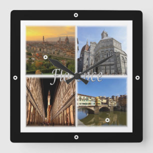 TSC033 FLORENCE, Mosaic, Tuscany, Square Wall Clock