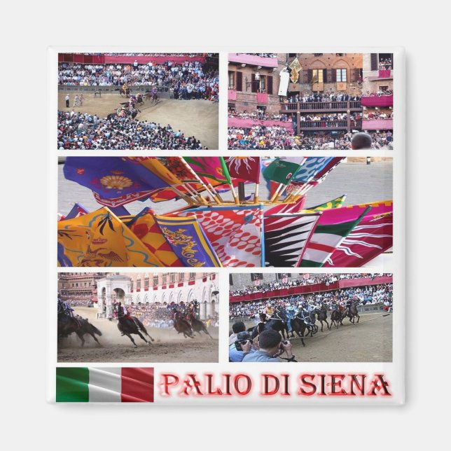 TSC060 SIENA, The Palio  Mosaic, Tuscany, Fridge Magnet (Front)