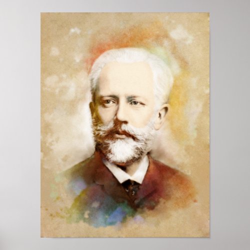 TschaikowskiTchaikovsky Portrait Aquarell Style Poster