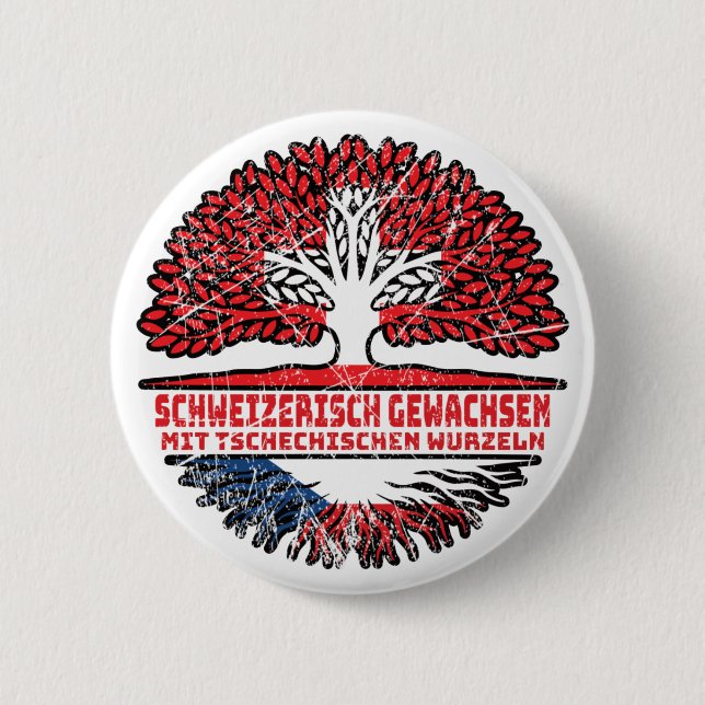 Tschechien Tschechisch Schweizer Schweiz Baum Button (Front)