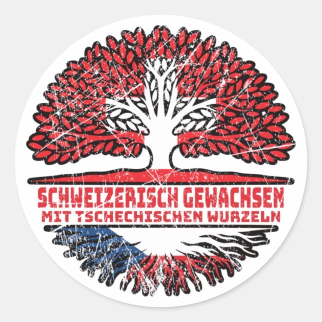 Tschechien Tschechisch Schweizer Schweiz Baum Classic Round Sticker (Front)