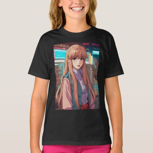 Tshart digan  title A girl with long straight h T_Shirt