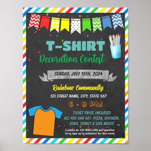 Tshirt decoration contest school flyer template