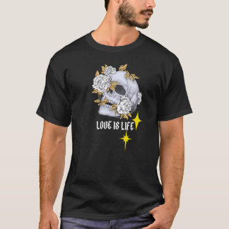 Tshirt design skull with flowers