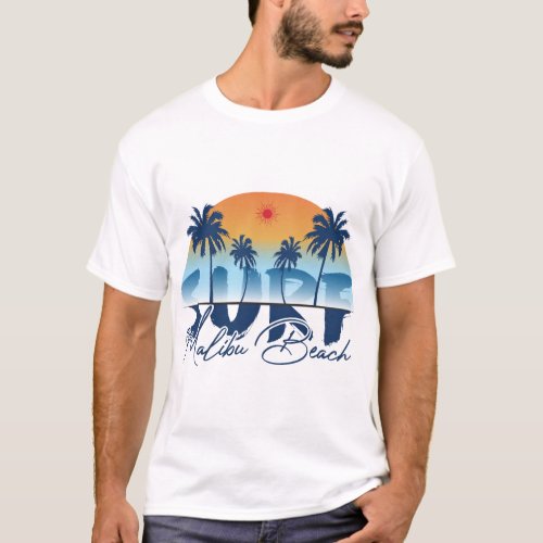 Tshirt_Design_Surf_Malibu_Beach_ T_Shirt