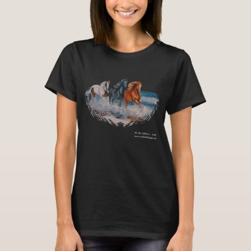 Tshirt Horses in the Surf Crazy Horse Lady T_Shirt