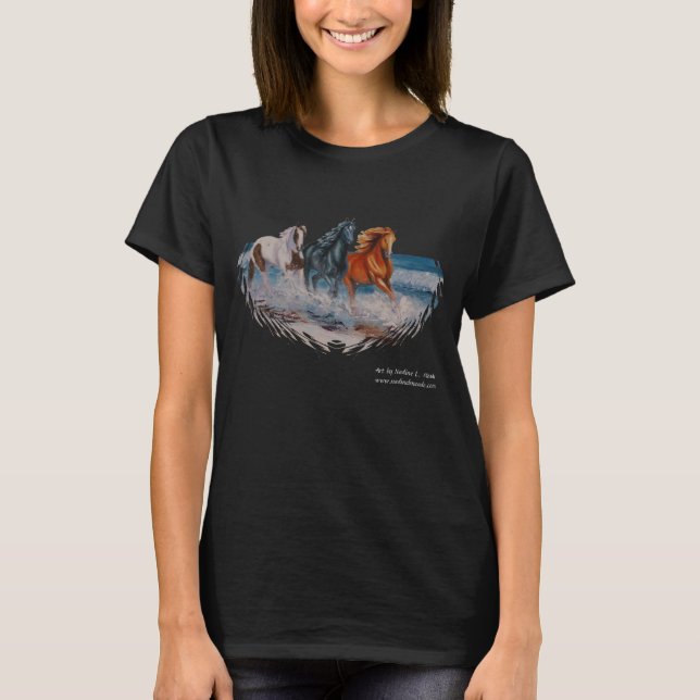 Tshirt, Horses in the Surf, Crazy Horse Lady T-Shirt (Front)