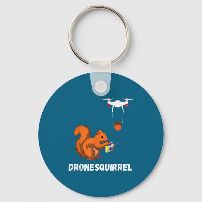 Tshirt Squirrel Drone Pilot Quadcopter Operators Keychain (Front)