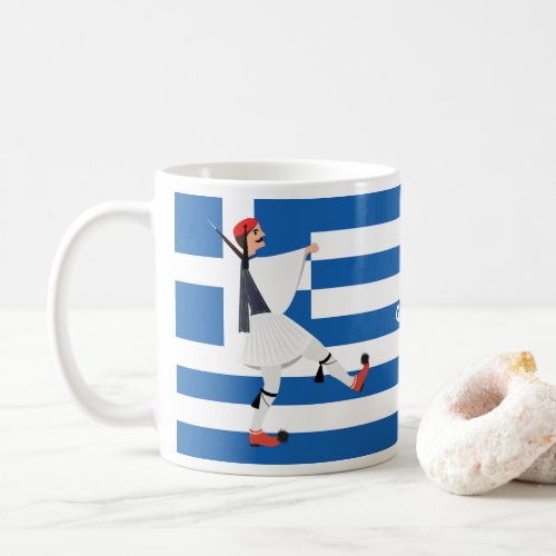 Tsolias Evzone with fustanella  Greek flag Coffee Mug