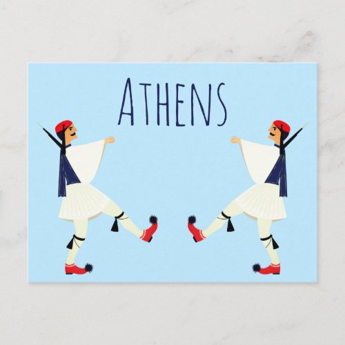 Tsolias Evzones with fustanella Athens Postcard