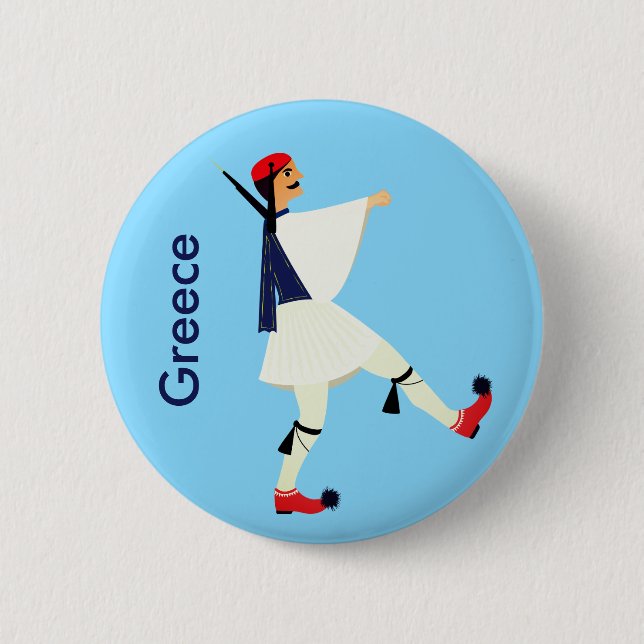 Tsolias (Evzones) with fustanella Greece souvenir Button (Front)