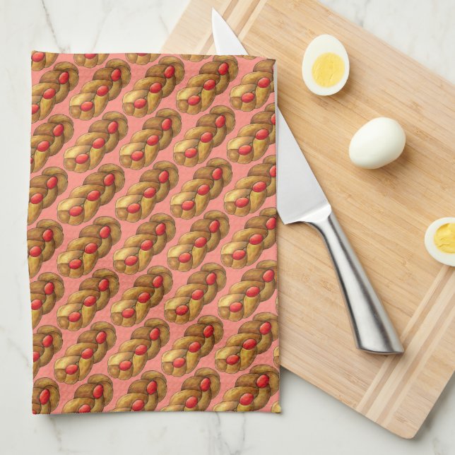 Tsoureki Greek Armenian Holiday Easter Bread Food Kitchen Towel (Quarter Fold)