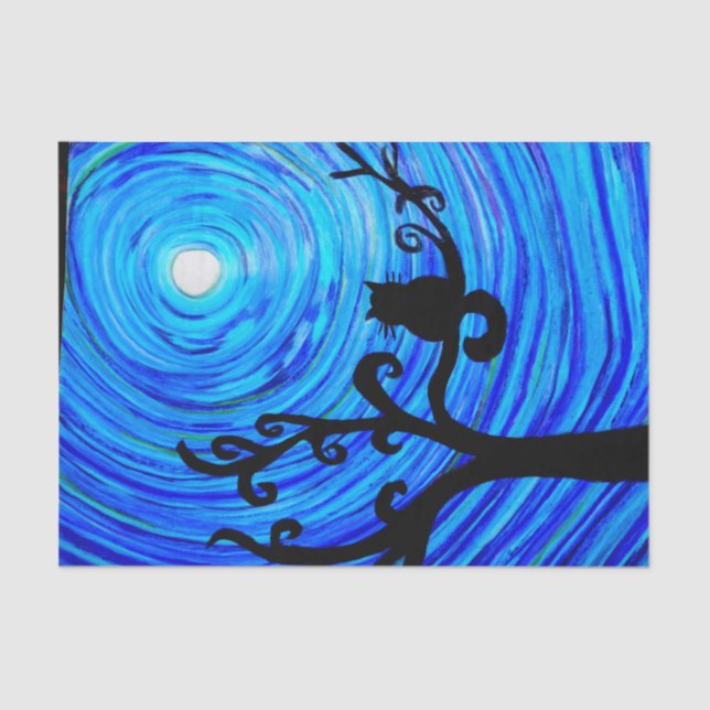 TSP 098 - Cat and the moonlight - Tissue Paper (Front)