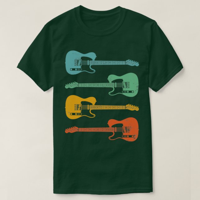TStyle Electric Guitar Cool Retro Colors T-Shirt (Design Front)
