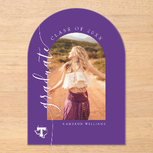 TSU Bold Purple T Over Texas Acrylic Invitations