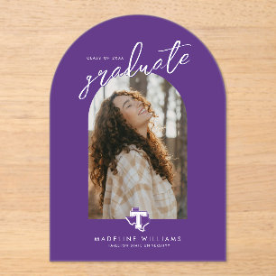 TSU Bold Purple T Over Texas Acrylic Invitations