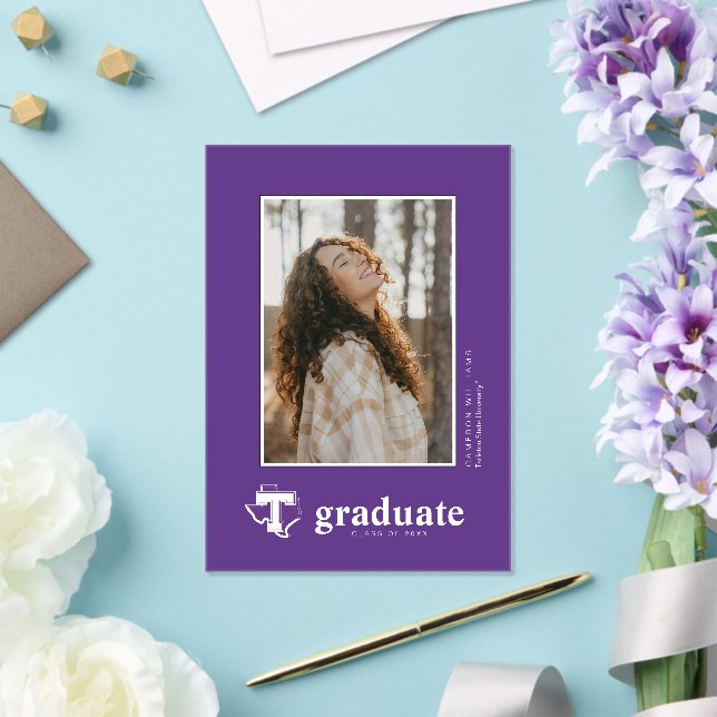 TSU | Bold Purple T Over Texas Acrylic Invitations (Insitu (Wedding))
