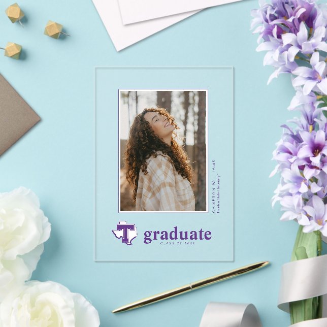 TSU | Bold Purple T Over Texas Acrylic Invitations (Insitu (Wedding))