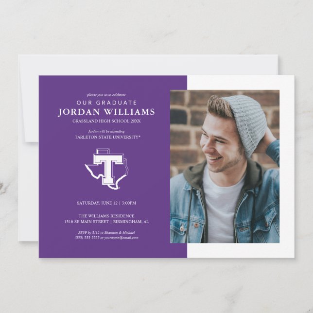 TSU | Bold Purple T Over Texas Announcement (Front)